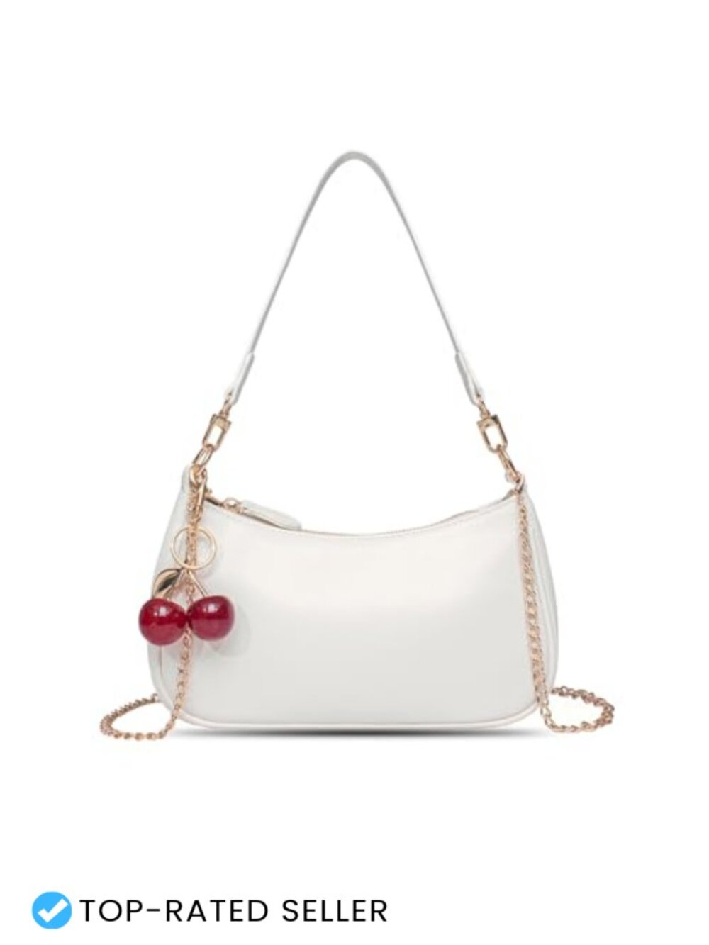 PU Leather Hobo Shoulder Bag with Removable Straps Cherry Charm